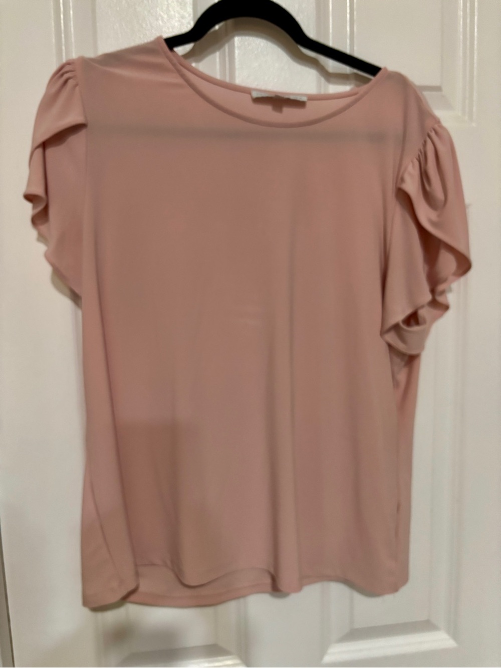 Preston & York Soft Ruffle Sleeve Blouse in Dusty Pink